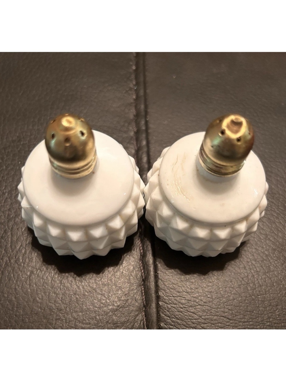 White Hobnail Milk Glass Salt and Pepper Shaker Set